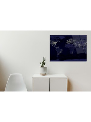 Glass Art Concept Dünya Haritası Cam Tablo