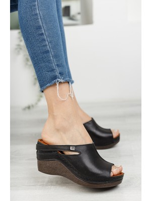 MB COLLECTİON M&b Collection Dolgu Topuk Deri Kadın Terlik