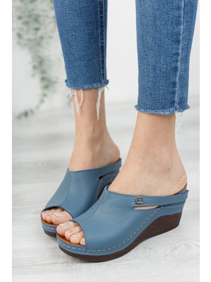 MB COLLECTİON M&b Collection Dolgu Topuk Deri Kadın Terlik