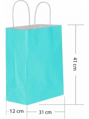 Roll-Up Kraft Çanta Açık Mavi Büyük Boy 31x41cm 25li