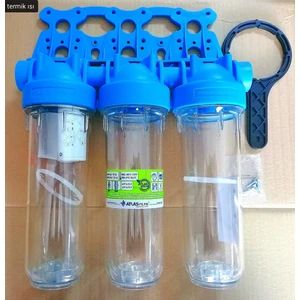 3/4" 10" Inch DP10 Trıo Daire Girişi 3'lü Boş Filtre Kabı