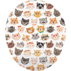 Mağaza Depom Kediler Minik Şirin Kafalar - Bilek Destekli Oval Mouse Pad