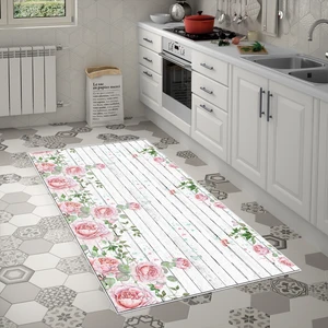Alanur Home Alanur Trend Kaymaz Keçe Tabanlı Yıkanabilir Mutfak Halısı MU179 Pudra