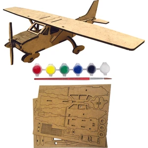 Tahtakurusu Tasarım Eğitici Montessori Ahşap Cessna Uçak Maket Puzzle Boyama Seti