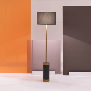 Enza Home Alice Modern Tasarım Pirinç Detaylı Metal Lambader 160 cm (Füme Rengi)