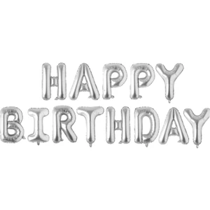 Happy Bırthday Folyo Balon Seti (Gümüş Renk)