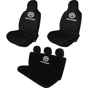 Volkswagen Golf Penye Oto Koltuk Kılıfı - Marka Logo Baskılı - Siyah