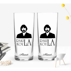 Kişiye Özel Renkli Baskılı Rakı Koy La Tasarımlı Ikili Rakı Bardağı Seti-1