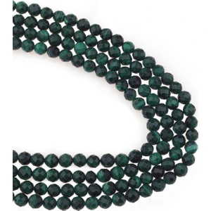 Dünya Doğal Taş 8 mm Faset Kesim Malakit ( Malahit ) Taşı Dizi - DZ4022