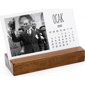 Ahşap Tabanlı Atatürk Masa Takvimi