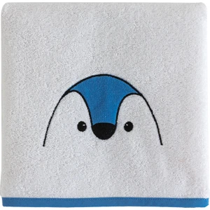 Bedding Pingu Baş Havlusu %100 Pamuk Baş Havlusu 450 Gr/m² Baş Havlusu Mavi Biyeli Baş Havlusu Mavi ve Beyaz (50X80 Cm)
