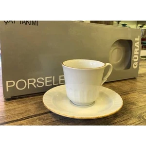 Güral Porselen 12 Parça Yaldızlı Çay Fincan Takımı