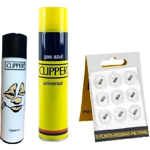 Şaşkın Yüzler Serisi Pocket Taşlı Çakmak + Çakmak Gazı + 9'lu Çakmak Taşı