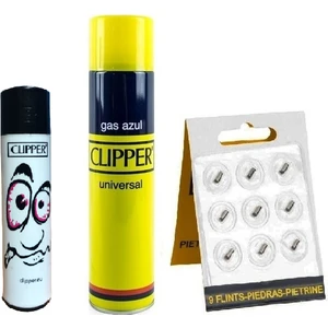 Şaşkın Yüzler Serisi Pocket Taşlı Çakmak + Çakmak Gazı + 9'lu Çakmak Taşı