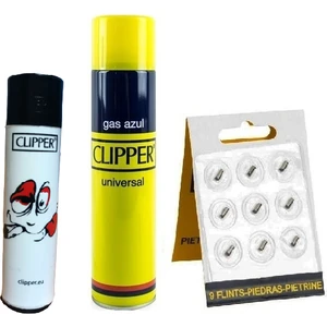 Şaşkın Yüzler Serisi Pocket Taşlı Çakmak + Çakmak Gazı + 9'lu Çakmak Taşı