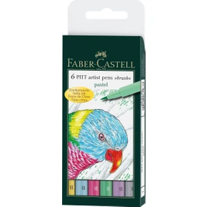 Pitt Çizim Kalemi Fırça Uç "Pastel Renkler" 6lı poşet