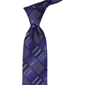 Mürdüm - Mavi Motif Desen Mendilli Klasik Kravat KK9792