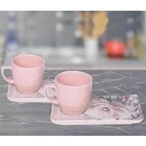 4 Parça Doğaltaş Atıştırmalık Set Pembe 17633 A