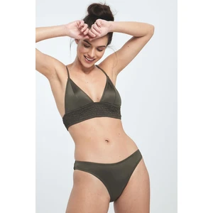 Üçgen Büzgülü Haki Bikini Takım