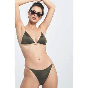 Üçgen Simli Bikini Takım Haki