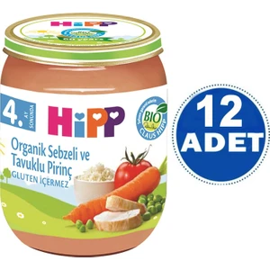 Kavanoz Organik Sebzeli ve Tavuklu Pirinç 125 gr 12 Adet