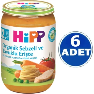 Kavanoz Maması Organik Sebzeli Tavuklu Erişte 220 gr 6 Adet