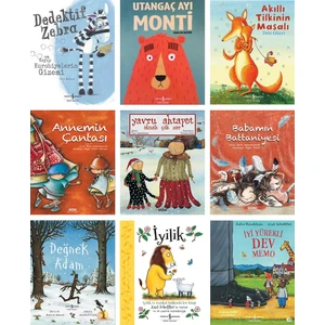 Sara Şahinkanat 3lü (Annemin Çantası + Babamın Battaniyesi + Yavru Ahtapot Olmak) + Dedektif Zebra + Akıllı Tilkinin Masalı + Utangaç Ayı Monti + Iyilik + Iyi Yürekli Dev Momo + Değnek Adam / 9 Kitap