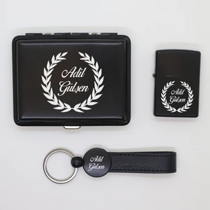 Ada Lazer Kişiye Özel Metal 4'lü Zippo Çakmak Seti - 2