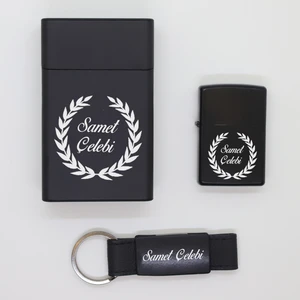 Ada Lazer Kişiye Özel Metal Sigara Kutusu, Zippo Çakmak ve Anahtarlık Seti - 2