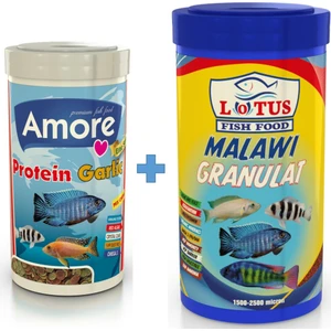 Elite Protein Garlic 250 ml + Lotus Malawi Granulat 1000 ml Kutu Akvaryum Balık Yemi