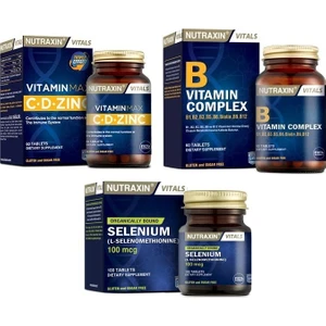 B1, B2, B3, B5, B6, B12 Içeren B Vitamin 60 Tablet+Vitamin Max 60 Tablet+Selenıum 100 Mcg 100 Tablet