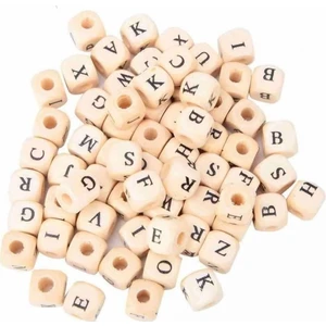 Ahşap Harf Boncuk  10 mm ( 260 Adet )