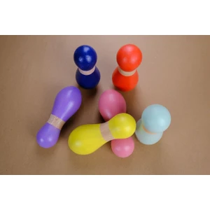 Little Rhino Kids Renkli Bowling Seti Ahşap Oyuncak