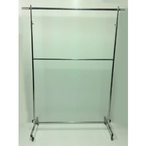 Vitrin Raf Krom Kaplama Tekerlekli Stand Askılık Eşek Çift Katlı - (Vitrinraf)