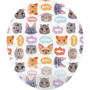 Mağaza Depom Zıpır Kediler Şirin Kafalar - Bilek Destekli Oval Mousepad 20