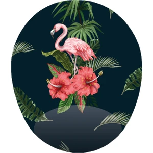 Mağaza Depom Pembe Flamingo Görselli - Bilek Destekli Oval Mousepad 20X23 cm