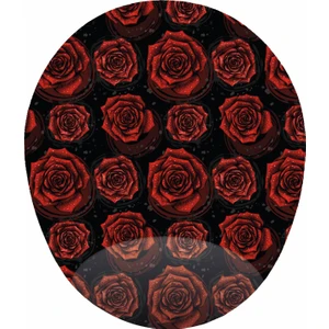 Mağaza Depom Kırmızı Güller - Bilek Destekli Gül Desenli Oval Mousepad