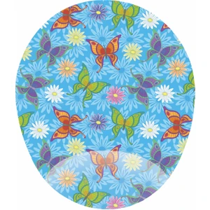 Mağaza Depom Kelebekler Görselli Mavi Zemin - Bilek Destekli Oval - Kelebekl