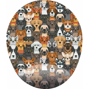 Mağaza Depom Köpekler Minik Şirin Kafalar - Bilek Destekli Oval - Köpekli