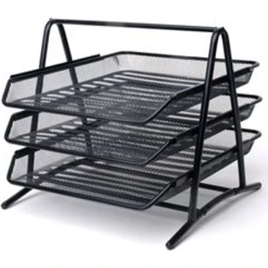 Beha Store Maxx MX100 Perfore Metal 3'lü Evrak Rafı Siyah
