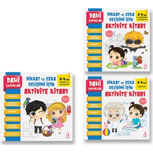 Dahi Çocuklar 3-4 Yaş Aktivite Seti 3 Kitap Takım Pedagog Onaylı