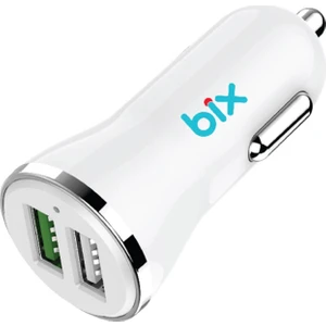 BX-2UA18 Hızlı Araç Şarj Cihazı Çift USB Çıkışlı QC 3.0 Beyaz