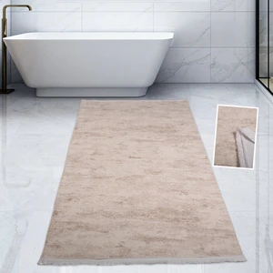 Bonny Home Nova Krem 100X200 cm Pamuk Kaymaz Taban Peluş Banyo Paspası Büyük Püsküllü Banyo Halısı