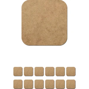 Vrdepo 12+12 Ahşap Ham Mdf Kare Supla ve Kare Bardak Atlığı 2,7 Mm. 33 x 33 cm.