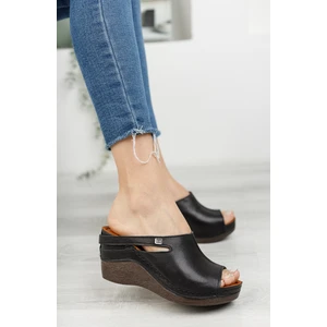 MB COLLECTİON M&b Collection Dolgu Topuk Deri Kadın Terlik