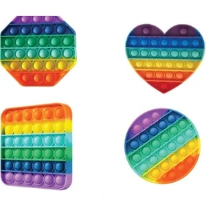 Pop It Push Bubble Fidget Zihinsel Stres Oyuncağı Gökkuşağı 4'lü Set