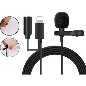 3.5 mm Kulaklık Girişli iPhone iPad Lightning Profesyonel Yaka Mikrofonu 1.5 mt - AL2633