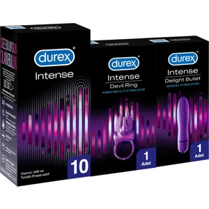Delight Bullet Vibratör + Durex Little Devil Titreşimli Halka + Intense Uyarıcı Prezervatif 10'lu