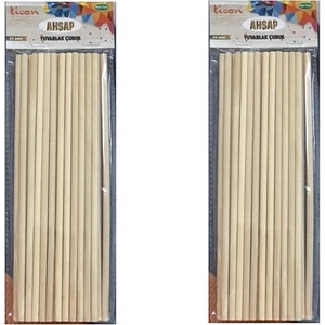 Büyük Boy Yuvarlak Ahşap Çubuk 2'li