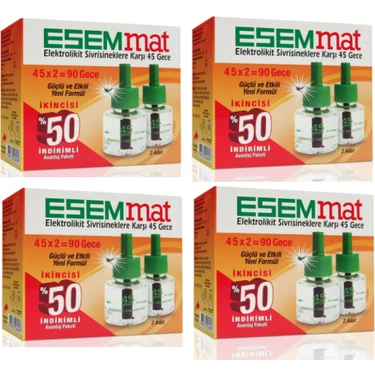 Esemmat Yedek 45+45 Gece Etkili Elektrolikit 2'li X4 Adet Fiyatı